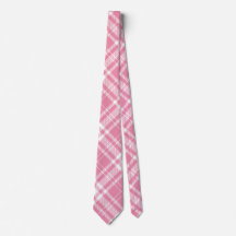 Pink & White Plaid Neck Tie