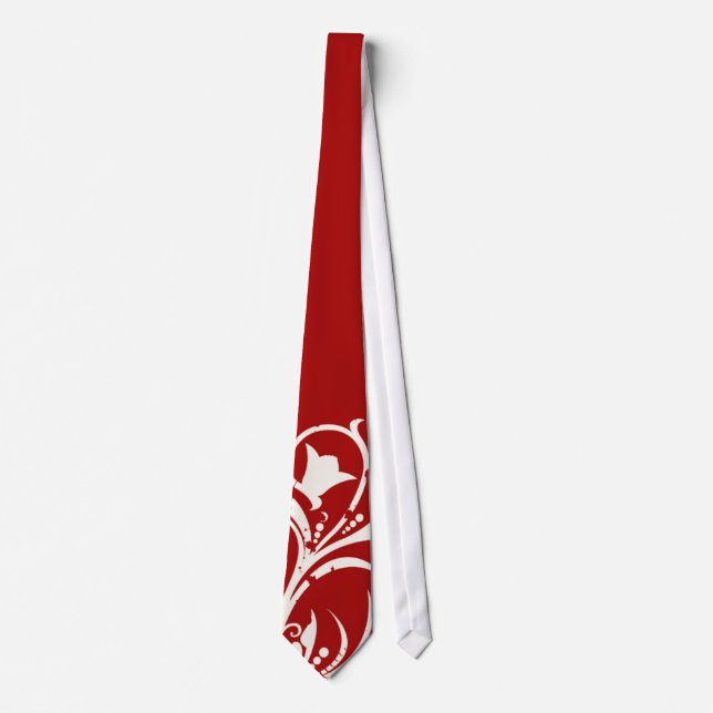 Cravate Pirouettes florales rouges (Devant)