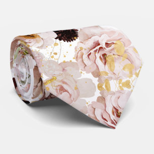 Cravate PixDezine Boho H2 Dusty Rose Bourgogne Mums