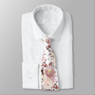 Cravate PixDezine H2 Fleurs Rose Poussiéreuse Roses Blush