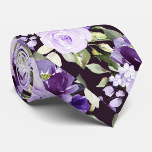 Cravate PixDezine H2 Fleurs Violet Lilac Violet Roses