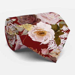 Cravate PixDezine H2 Roses Burgundy Blush DIY Toile de Fon