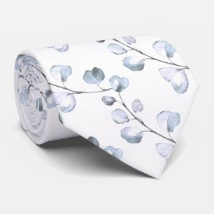 Cravate PixDezines Aquarelle Dusty Blue Eucalyptus