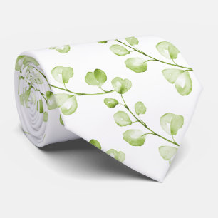 Cravate PixDezines Aquarelle Eucalyptus vert