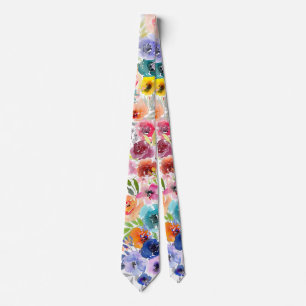 Cravate PixDezines aquarelle florales d'été