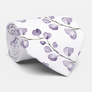 Cravate PixDezines Aquarelle Lavande Violet Eucalyptus