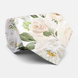 Cravate PixDezines Aquarelle Roses Crème d'Albâtre