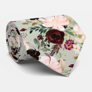 Cravate PixDezines Blush Bourgogne Navy H2 Botanique