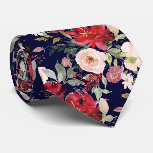 Cravate PixDezines Blush Red Aquarelle Fleurs do-it-yourse