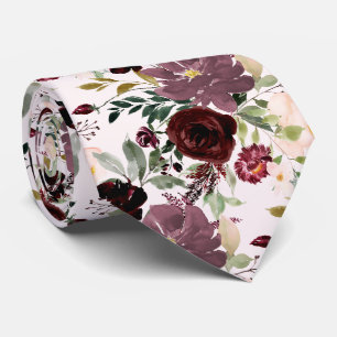 Cravate PixDezines Bourgogne Mauve H2 Botanique