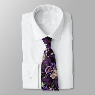 Cravate PixDezines Fleurs Botaniques Mauves Humeur