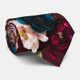 Cravate PixDezines Fleurs Botaniques Moody Fond DIY