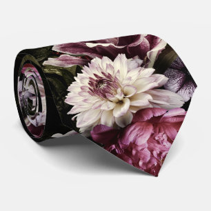 Cravate PixDezines Fleurs Botaniques Moody Fond DIY