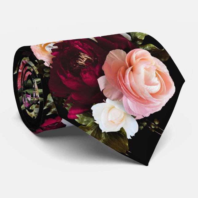Cravate PixDezines Fleurs Fraîches DIY Moody Fond (Roulé)
