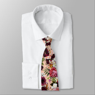 Cravate PixDezines Fleurs Fraîches DIY Moody Fond