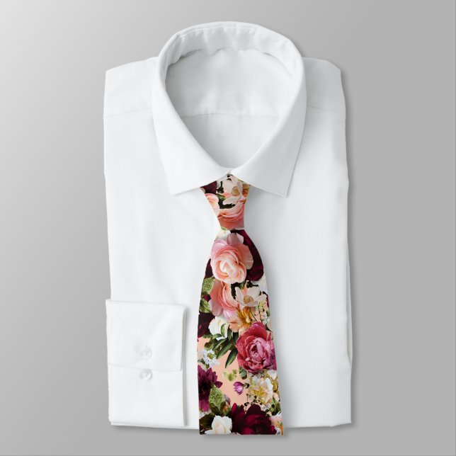 Cravate PixDezines Fleurs Fraîches DIY Moody Fond (Attaché)