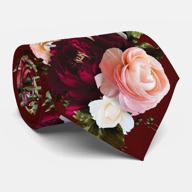 Cravate PixDezines Fleurs Fraîches Moody Fond DIY (Roulé)