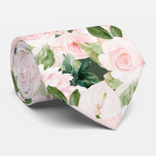 Cravate PixDezines H2 Blush Anthuriums Roses Pivoines Cou