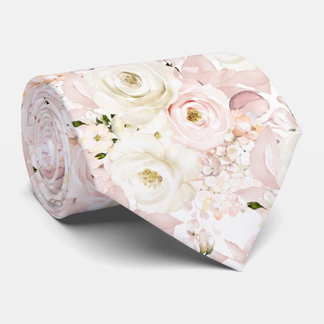 Cravate PixDezines H2 Cream Dusty Roses DIY Fond (Roulé)