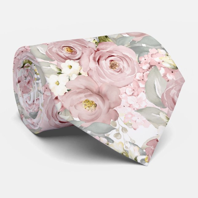 Cravate PixDezines H2 Cream Dusty Roses DIY Fond (Roulé)