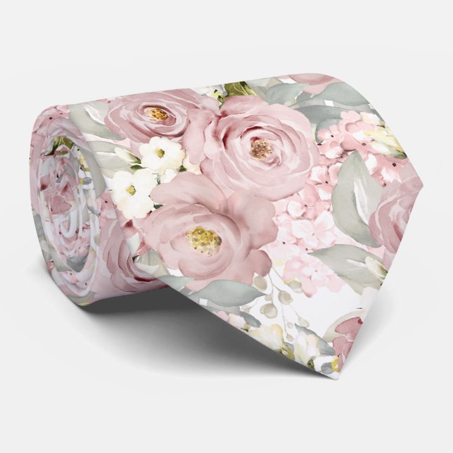 Cravate PixDezines H2 Cream Dusty Roses Fond DIY (Roulé)