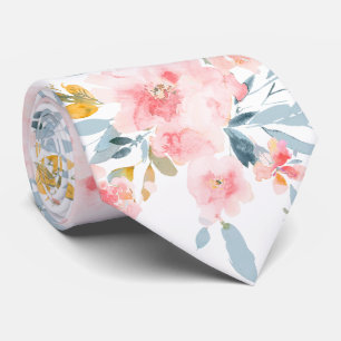 Cravate PixDezines H2 Fleurs de printemps Blush et Bleu