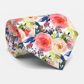 Cravate PixDezines H2 Fleurs d'été Rose Framboise