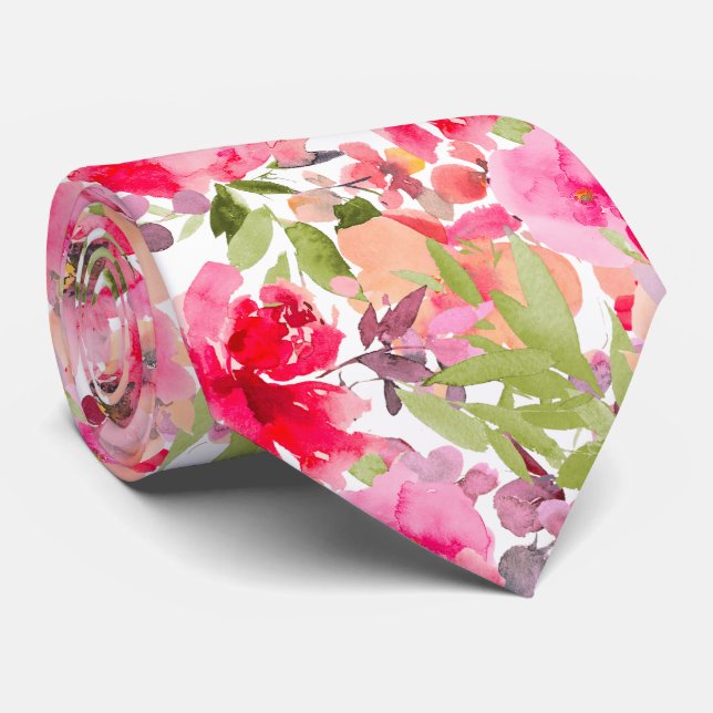Cravate PixDezines H2 Fleurs d'Été Teintes Vives (Roulé)