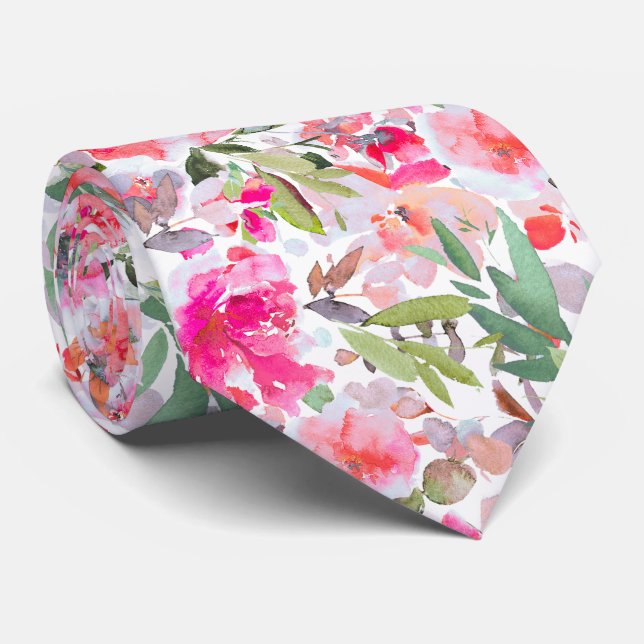 Cravate PixDezines H2 Fleurs d'Été Teintes Vives (Roulé)