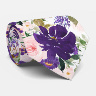 Cravate PixDezines H2 Fleurs Rose Blush Violet