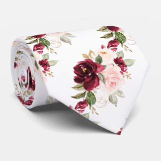 Cravate PixDezines H2 Fleurs Roses Bourgeois Blush