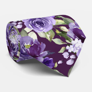 Cravate PixDezines H2 Fleurs Violet Lavande Roses Violette