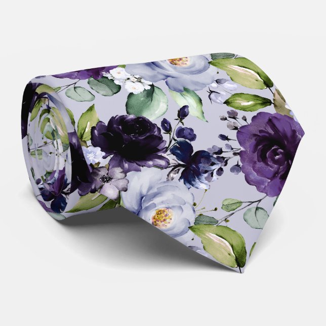 Cravate PixDezines H2 Fleurs Violet Lavande Violet (Roulé)