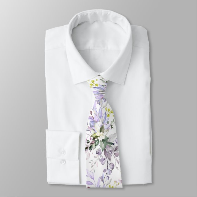 Cravate PixDezines H2 Gomme Violette Poussiéreuse Feuillag (Attaché)