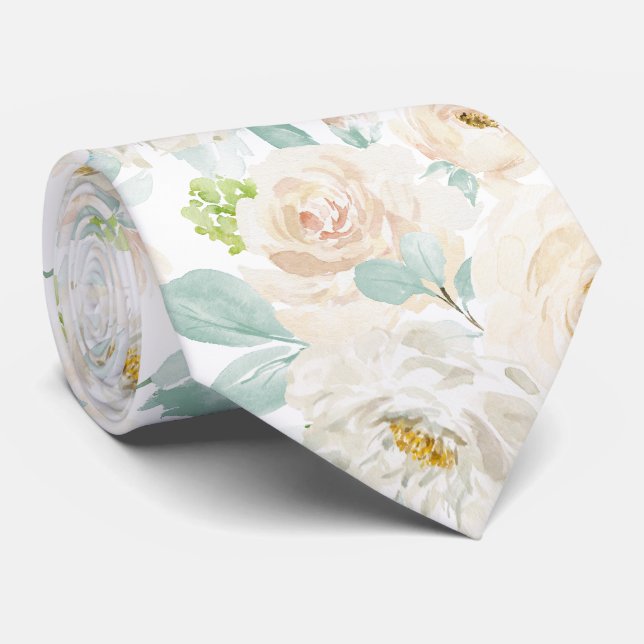Cravate PixDezines H2 Roses Bleu Poussiéreux (Roulé)