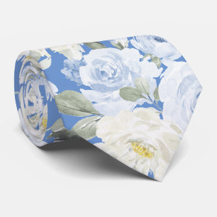 Cravate PixDezines H2 Roses Bleu Poussiéreux