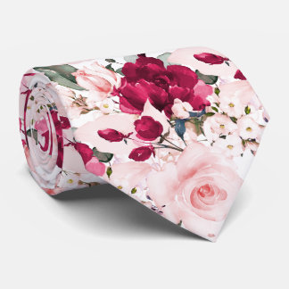 Cravate PixDezines H2 Roses roses blush rose rubis