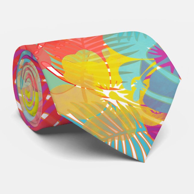 Cravate PixDezines Hibiscus/Rainforest/Arrière - plan (Roulé)