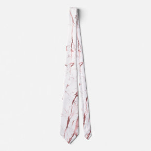 Cravate PixDezines Marbre Blanc + Veines de Faux Or Rose