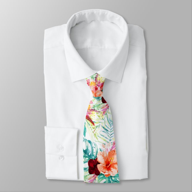 Cravate PixDezines Paradis Tropical Floral Foliage (Attaché)