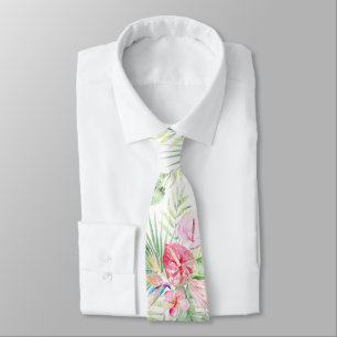 Cravate PixDezines Paradis Tropical Floral Foliage Pastel