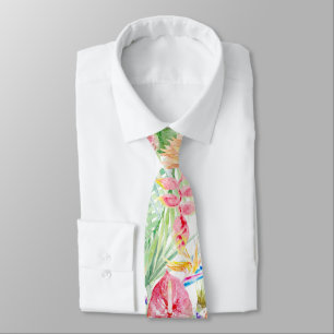 Cravate PixDezines Paradis Tropical Floral Foliage Pastel