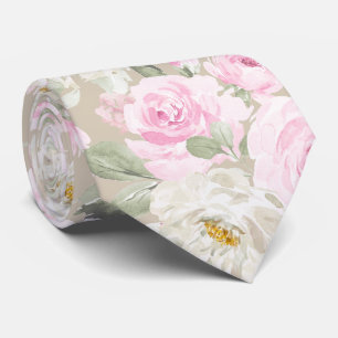 Cravate PixDezines Roses aquarelles rose clair DIY Bckgrnd