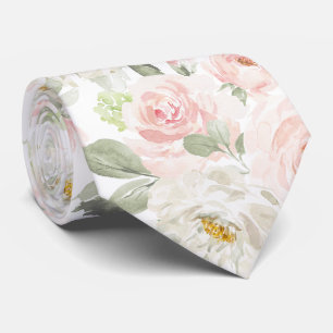 Cravate PixDezines Roses Blush Rose Pâle Aquarelle Fond DI