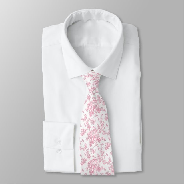 Cravate PixDezines Roses de toile rose vintage  (Attaché)