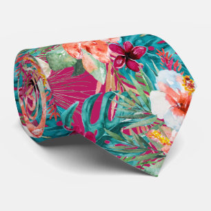 Cravate PixDezines Tropical Paradise Floral Foliage