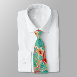 Cravate PixDezines Vintage Lush H2 Hawaii Floral Foliage