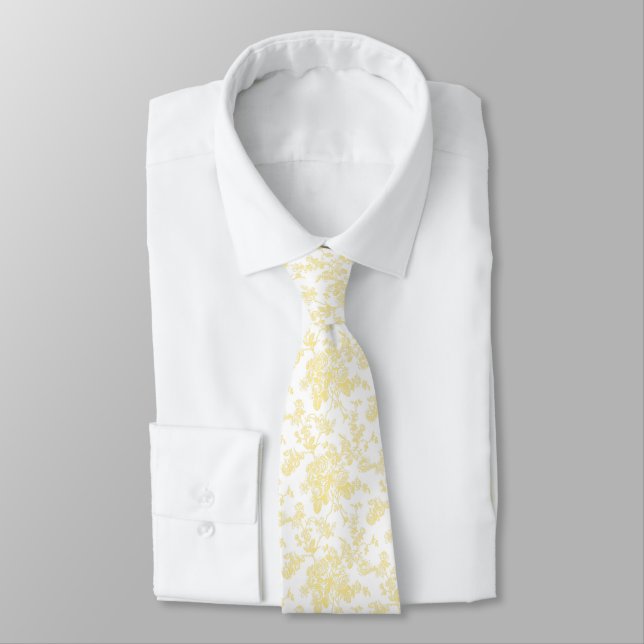 Cravate PixDezines Vintage Roses Toile Jaune Pâle  (Attaché)