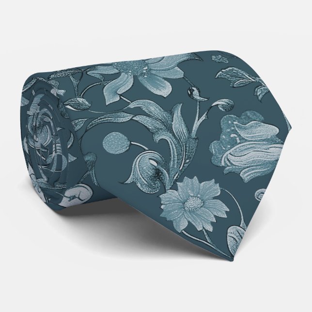 Cravate PixDezines William Morris Bleu Poussiéreux DIY Ble (Roulé)