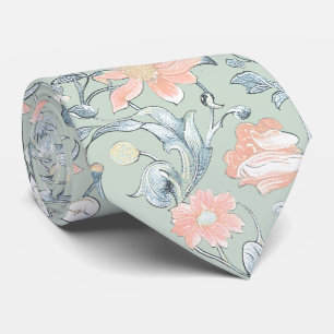 Cravate PixDezines William Morris Bleu Poussiéreux et Rose